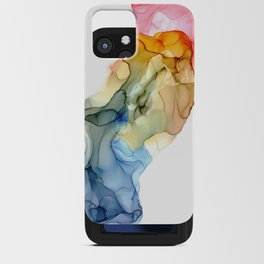 Rainbow River Abstract 32722 Modern Alcohol Ink Painting by Herzart iPhone Card Case