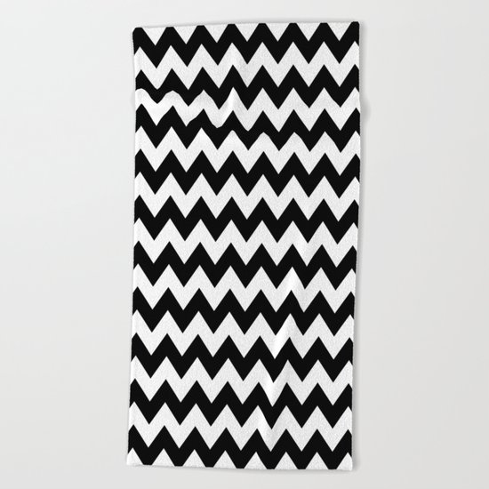 Black White Chevron Beach Towel