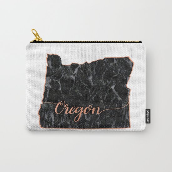 Oregon Rosegold Marble Map Outline Carry-All Pouch