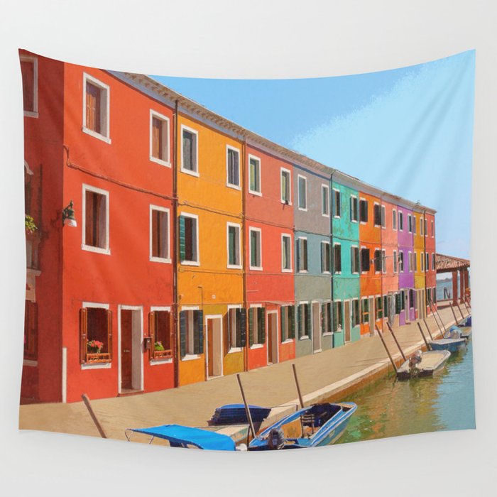 Brightly Coloured Homes Burano Venice Italy #3 Wall Tapestry