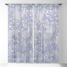 William Morris Vintage Pimpernel Pale Blue Sheer Curtain