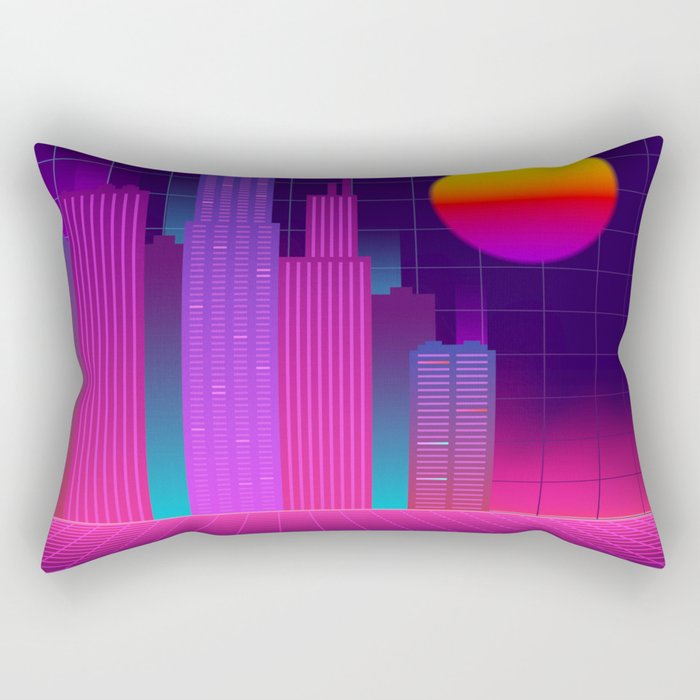 neon synthwave city Rectangular Pillow
