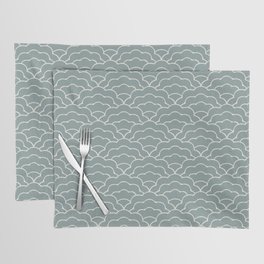 Japanese Scallop Wave - Alabaster White + Vintage Blue Placemat