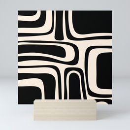 Palm Springs - Midcentury Modern Abstract Pattern in Black and Almond Cream  Mini Art Print