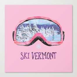 Ski Vermont Ski Goggles — Pink Canvas Print