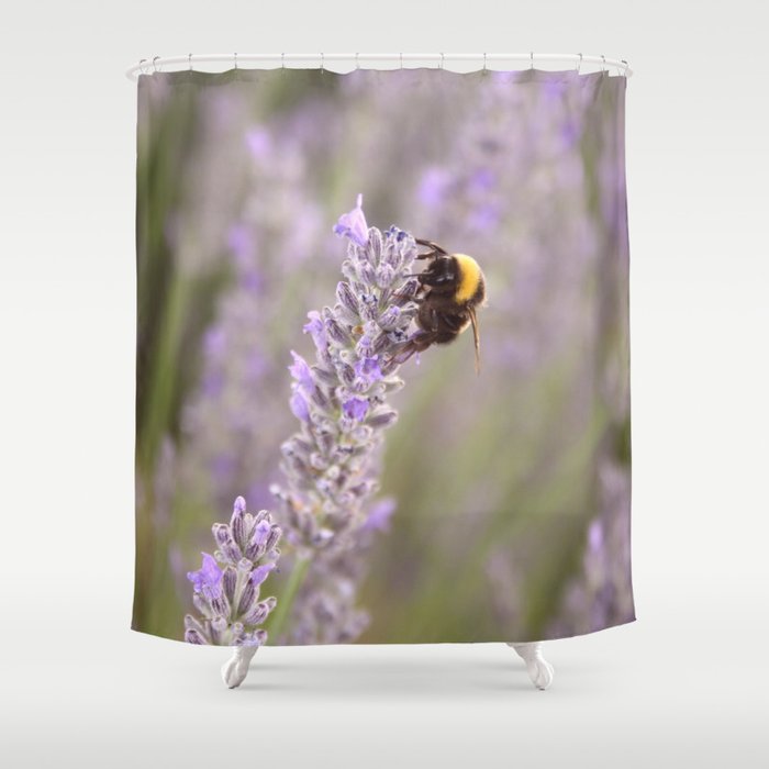 Bumblebee On Lavender Photograph Up Close Shower Curtain
