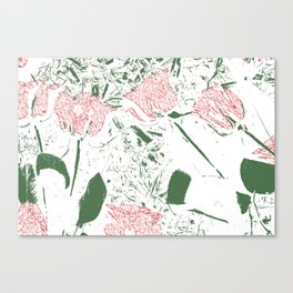 Roses and Stems Lino Print Canvas Print