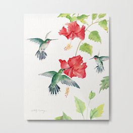 Hummingbirds and Hibiscus  Metal Print