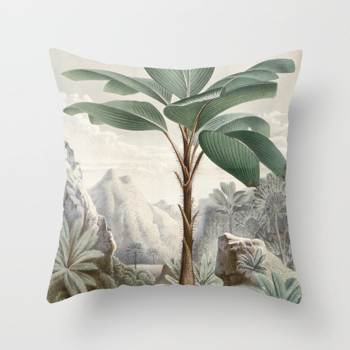 Tropical Landscape With Palm Tree Throw Pillow