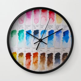 Watercolor Swatches Wall Clock | Violet, Illustration, Color, Swatches, Blue, Rainbow, Watercolor, Organized, Water, Yellow 