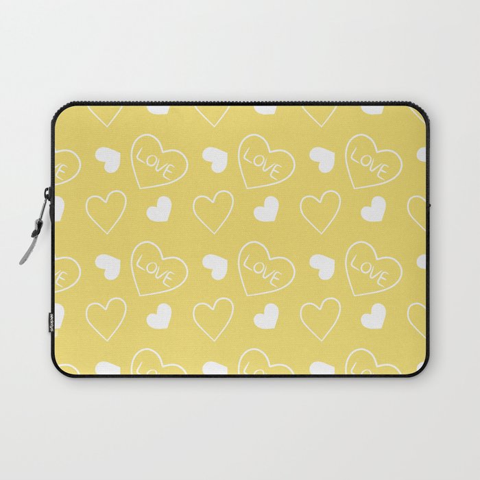 Valentines Day White Hand Drawn Hearts Laptop Sleeve