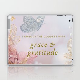 Shimmering Pink and Gold Grace and Gratitude Embodiment Affirmation Laptop Skin