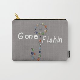 Gone Fishin Fishing Lures and Hooks on Gray Background Carry-All Pouch