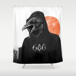 The Satanic Metal Crow Shower Curtain