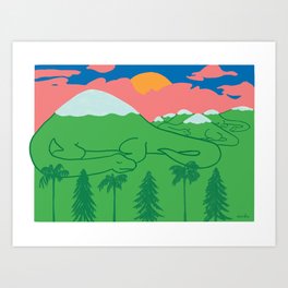 Dino Mountains Art Print