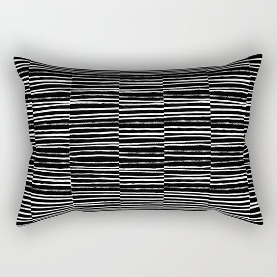 Paint brush free spirit pattern boho minimal black and white modern art abstract painting urban deco Rectangular Pillow