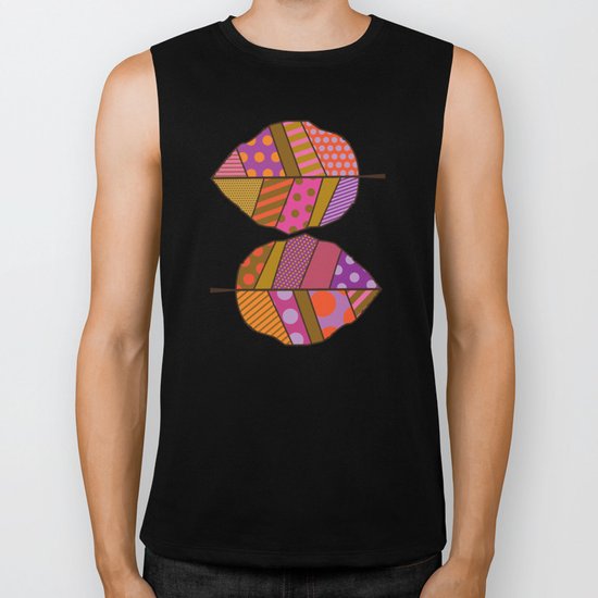 Autumn Leaves (Patterned Leaf Patchwork) Biker Tank