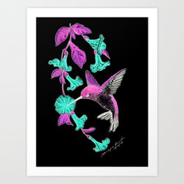 Neon Hummingbird Art Print