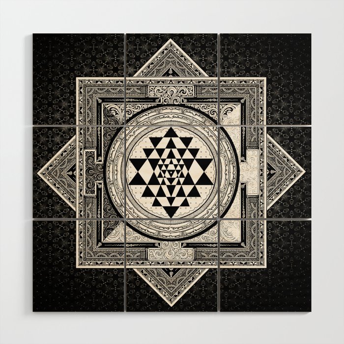 Mandala Sri Yantra Spiritual Zen Indian Bohemian Yoga Mantra Meditation Wood Wall Art