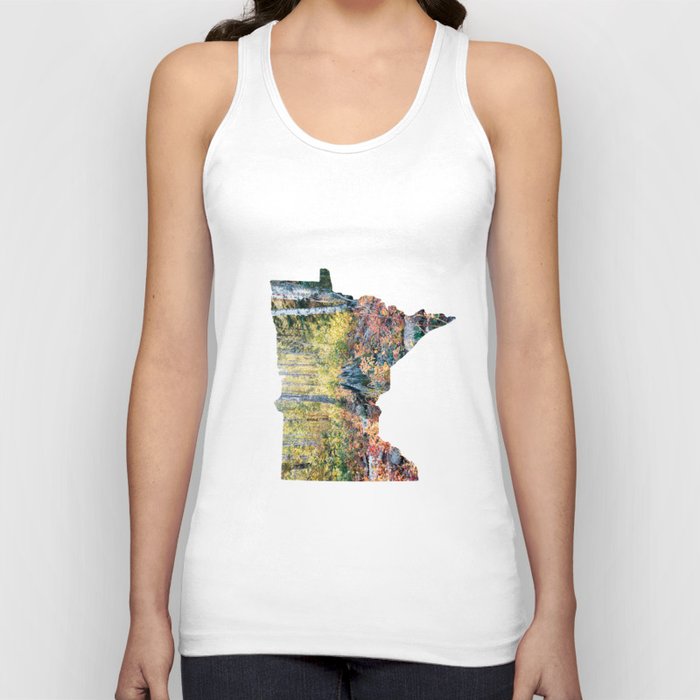 Minnesota Map and Colorful Autumn Forest Tank Top