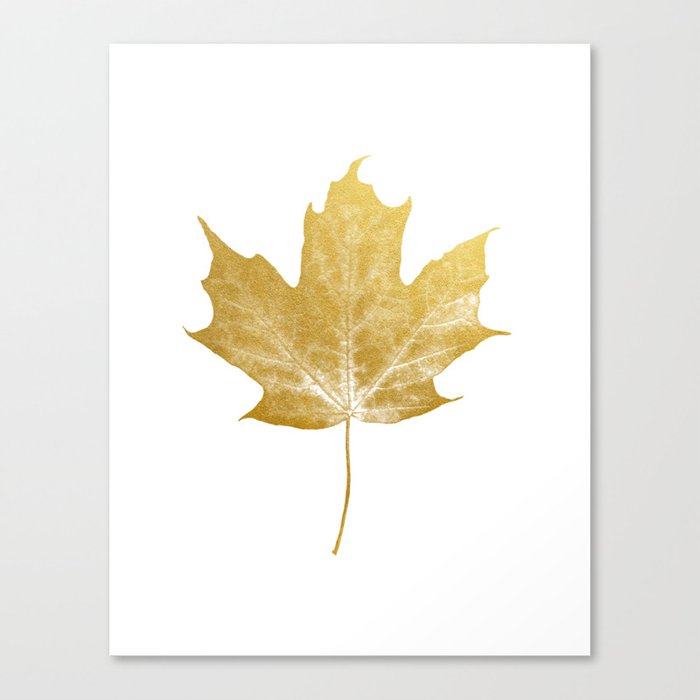 Gold Maple Leaf Print Faux Foil Art Home Decor Living Room Modern Apt Wall Canvas By Coco James Society6 - Gold Foil Wall Decor