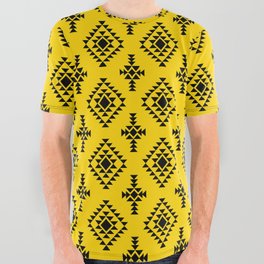 Yellow and Black Native American Tribal Pattern All Over Graphic Tee