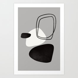 Abstract art print in black and white colors | modern, geometric, figures, shapes | Illustration Art Print