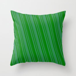 [ Thumbnail: Sea Green & Green Colored Striped Pattern Throw Pillow ]