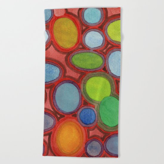 Abstract Moving Round Shapes Pattern Beach Towel