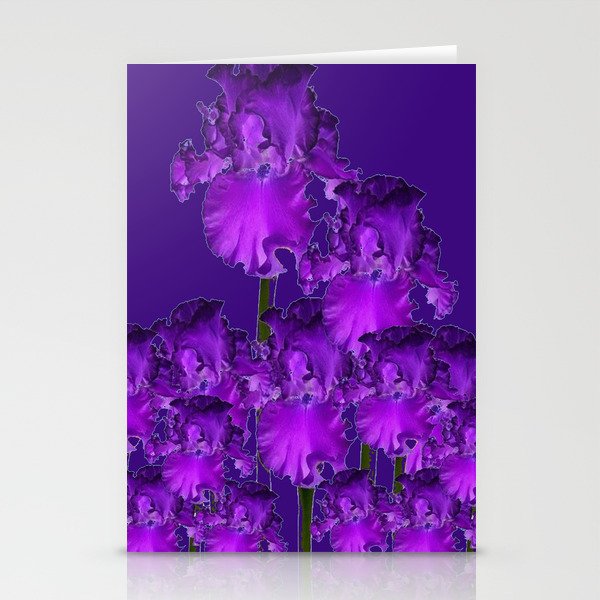 Contemporary Dark Purple Iris Garden Art Stationery Cards
