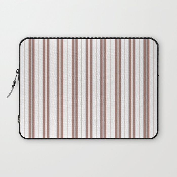 Branch Brown and White Vertical Vintage American Country Cabin Ticking Stripe Laptop Sleeve
