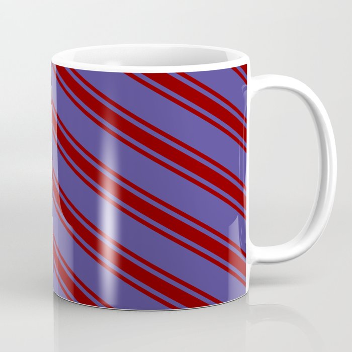 Dark Slate Blue & Maroon Colored Striped Pattern Coffee Mug