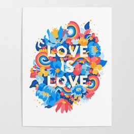 Love Wins Flower Typography Poster