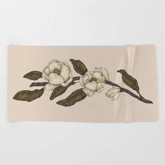 Magnolias Branch Beach Towel