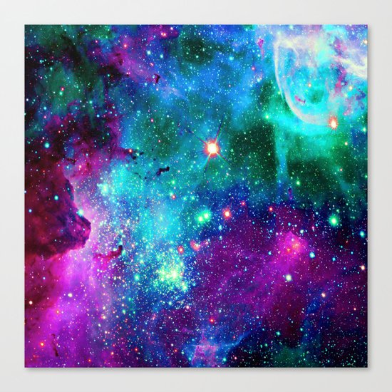 purple pink blue nebula Canvas Print