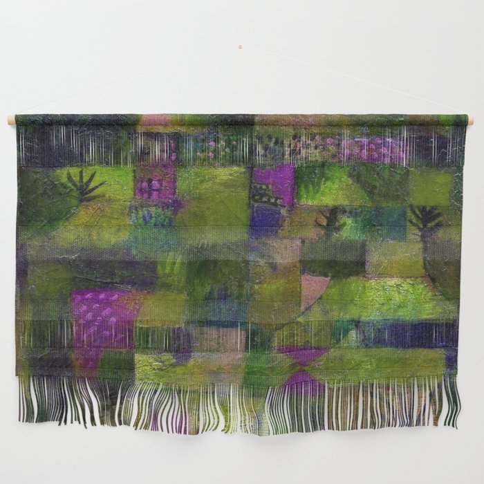 Terraced garden tropical floral gold and amethyst Mediterranean abstract landscape painting by Paul Klee Wall Hanging