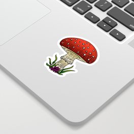 Retro Influenced Mushroom Sticker