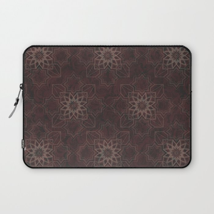 Geometric Floral Pattern in a Subdued Burgundy with Hints of Green Undertones Laptop Sleeve