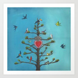 agave tree of life with birds Art Print