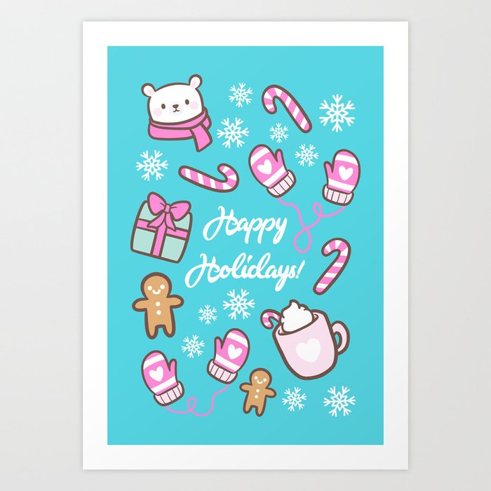 Cute Christmas Teal Art Print By Nikury Society6 The graphics fairy's christmas images archives are quite extensive, with so many images to choose from. cute christmas teal art print by nikury