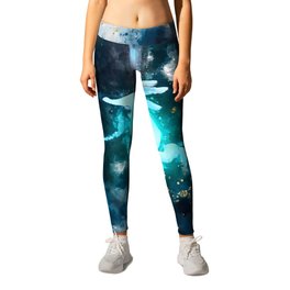 Witch with Magic Ball Portrait Leggings | Magicball, Digital, Abstract, Glow, Gold, Gothicwoman, Witch, Blue, Portrait, Acrylic 