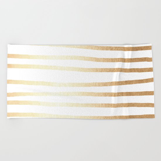 Simply Drawn Stripes Golden Copper Sun Beach Towel