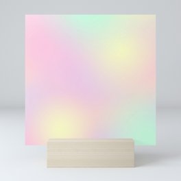 Modern pastel gradient unicorn rainbow holographic Mini Art Print
