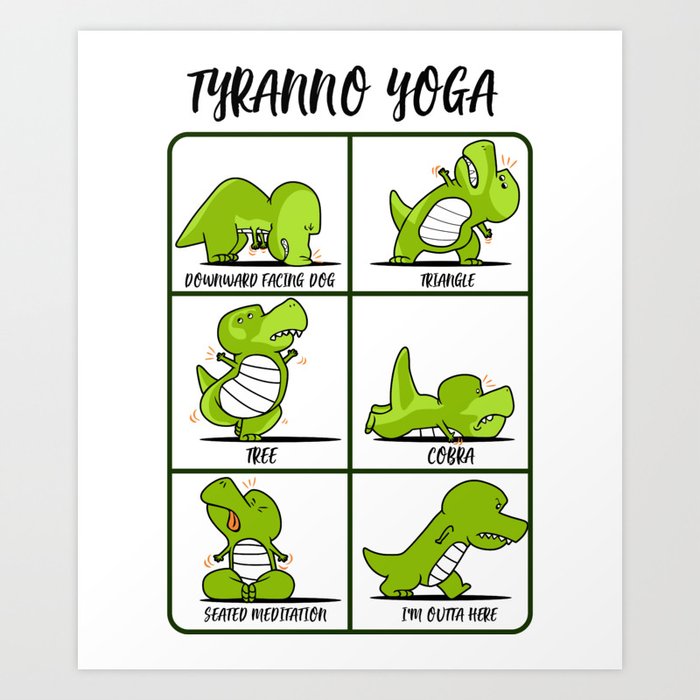 TRex Yoga for Women & Men Namaste Om Dinosaur Light Art Print by