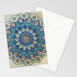 Arabic art Mandela blue gold green and white Stationery Card