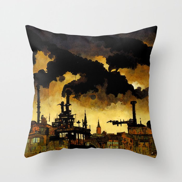 A world enveloped in pollution Throw Pillow