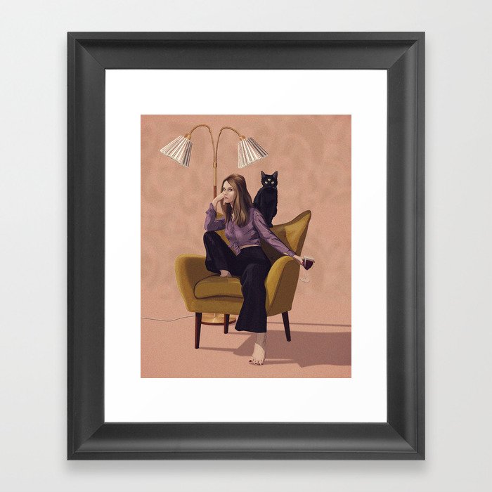 Woman With Wine Framed Art Print