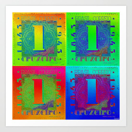 Brazilian Stamp Art Print