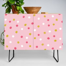 Polka Dot Confetti Pattern (pink/mustard/white) Credenza