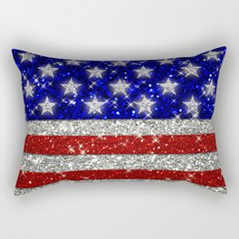 Glitter Sparkle American Flag Pattern Rectangular Pillow